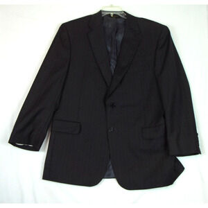 Jos.A. Bank Signature Gold Suit Jacket Size 44 Regular 100% Wool Black PinStripe
